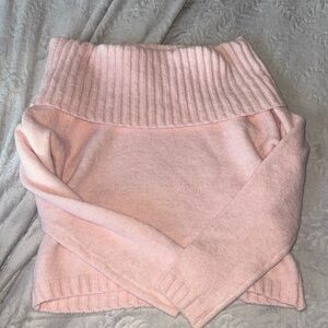 Off-Shoulder baby pink sweater